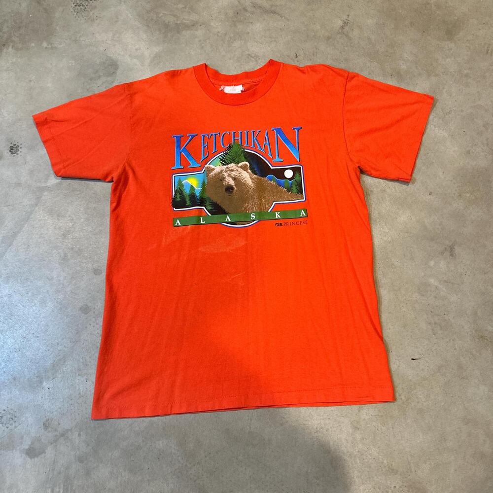 Vintage 90s Single-Stitch Alaska Ketchikan Grizzly Bear Shirt Size XXL